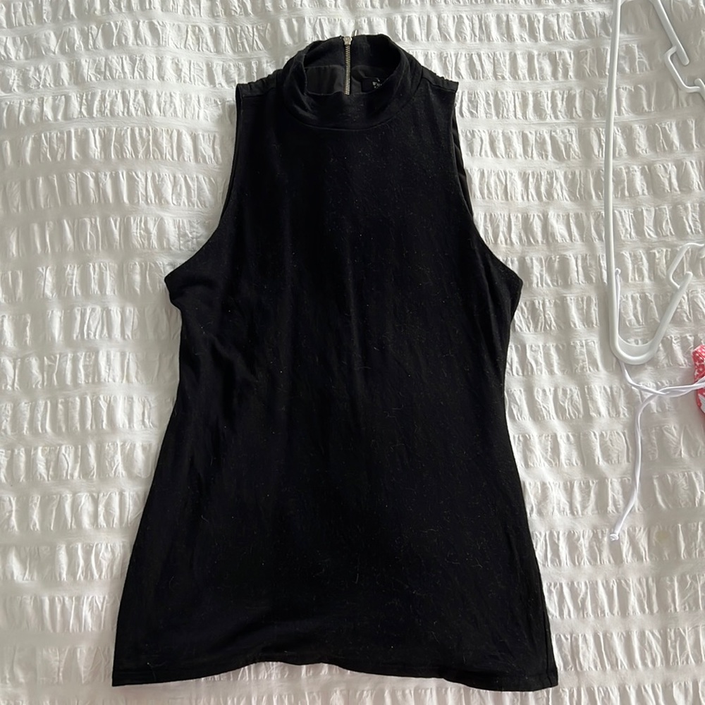 Black high neck sleeveless blouse